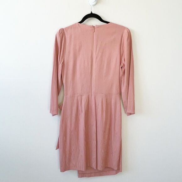 BCBGMAXAZRIA Cameo Faux Wrap Dress Cocktail Pink Bow Detail Coquette Size 6 - Picture 6 of 15